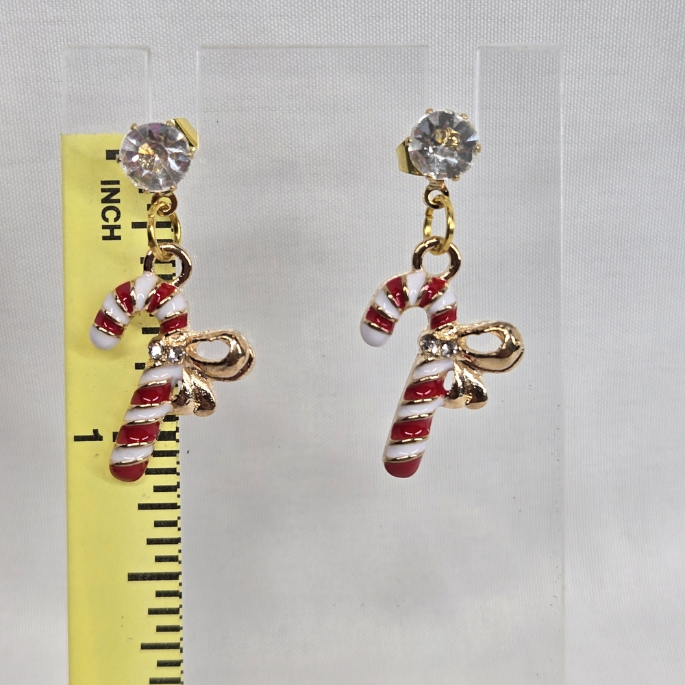 Candy Cane Drop Earrings with Gold Accents
